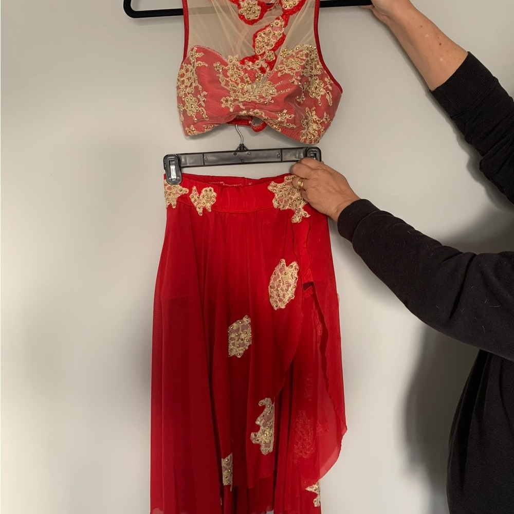 Custom Red/Gold Dance Solo Costume